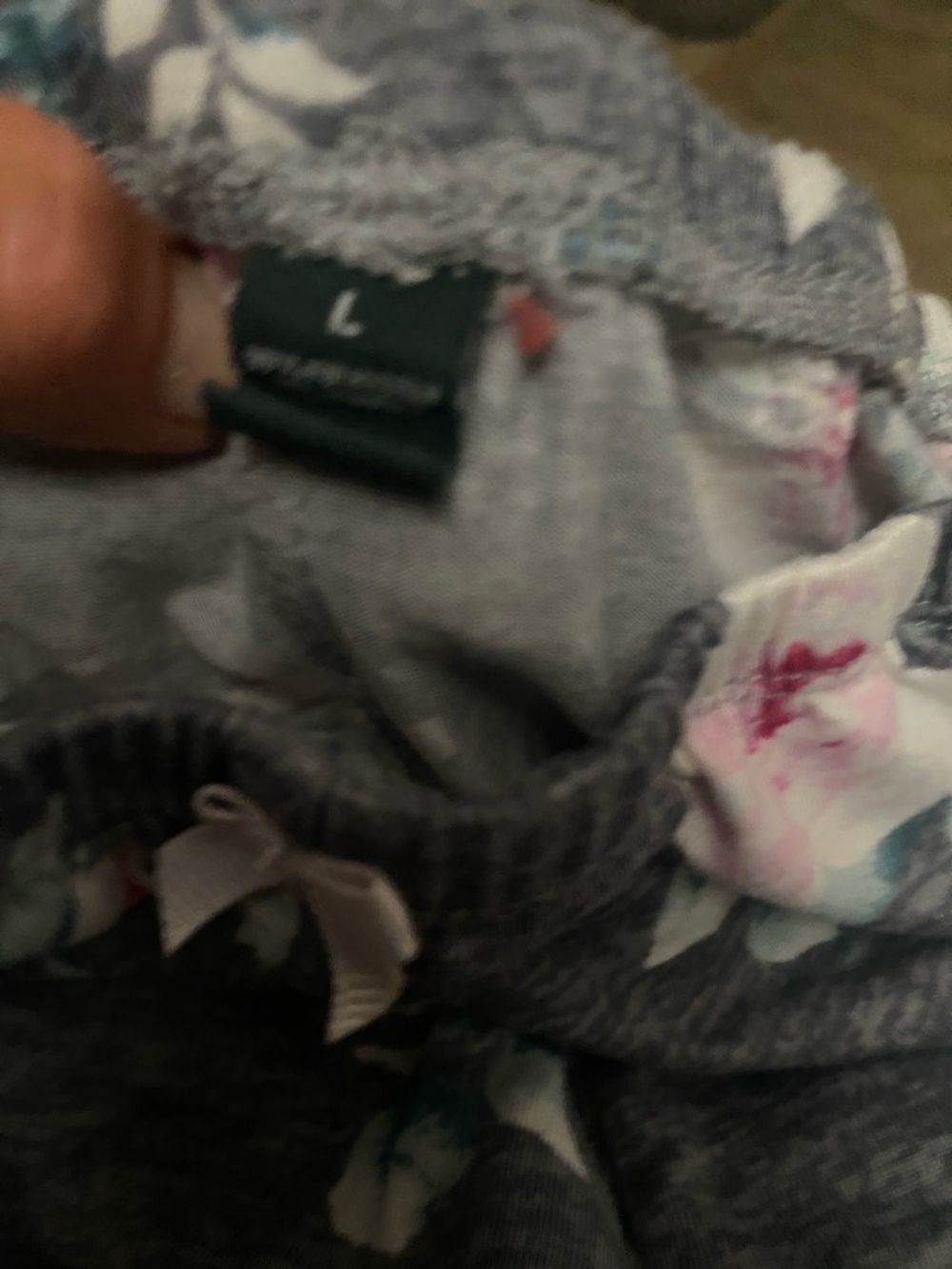 American Eagle Outfitters Gray Floral Pajama Top with Pink Accents